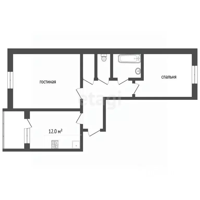 2-к кв. Ханты-Мансийский АО, Ханты-Мансийск Югорская ул., 11 (55.0 м) - Фото 1