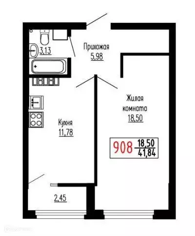 Продаётся 1-к квартира, 41.8 м - Фото 0
