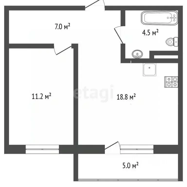1-к кв. Челябинская область, Челябинский городской округ, пос. ... - Фото 1