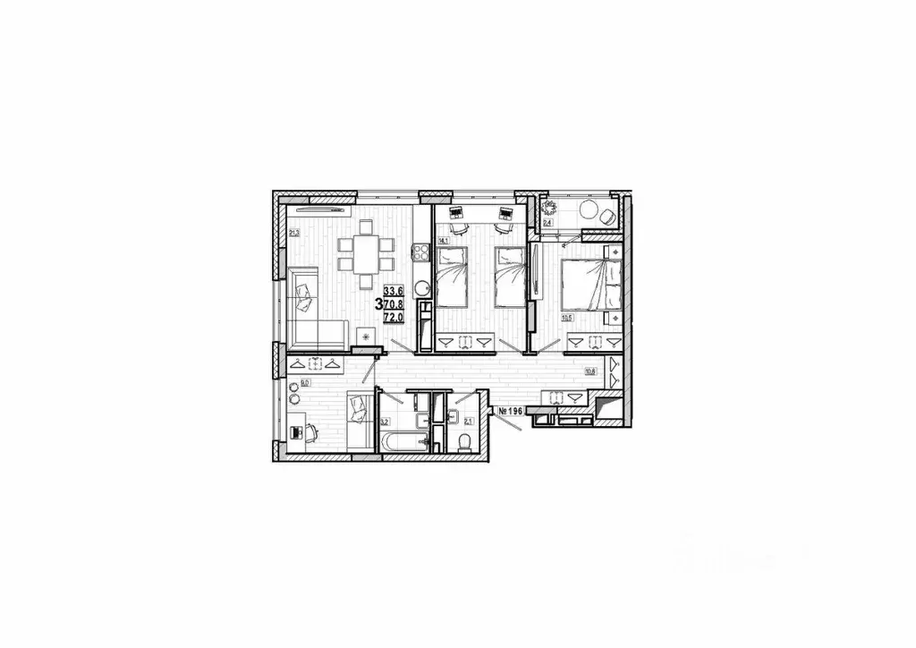 3-к кв. Нижегородская область, Дзержинск 56-й кв-л,  (72.0 м) - Фото 0