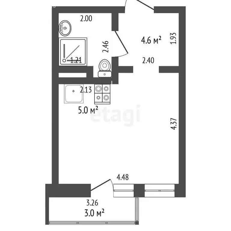 Квартира-студия: Тюмень, улица Фармана Салманова, 12 (27.3 м) - Фото 1