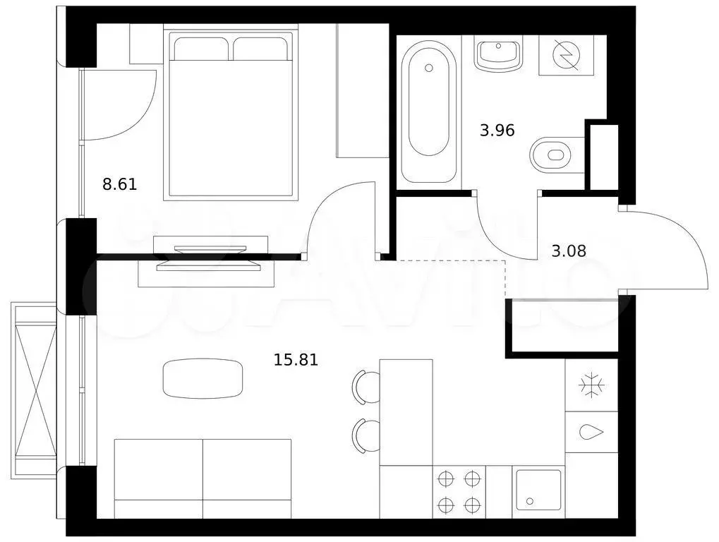 1-к. квартира, 31,5 м, 8/10 эт. - Фото 0