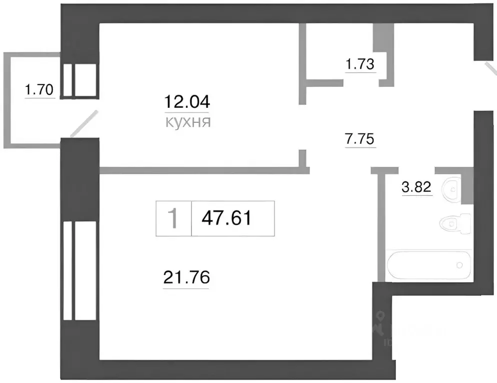 1-к кв. Красноярский край, Красноярск ул. Бограда, 107 (47.0 м) - Фото 2