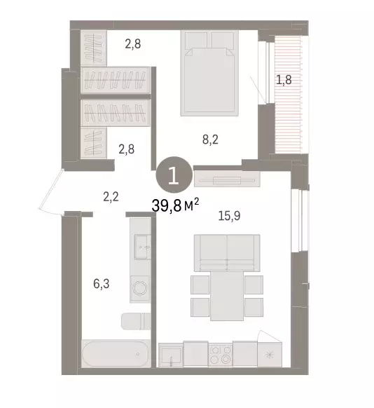 Продаётся 1-к квартира, 39.8 м - Фото 0