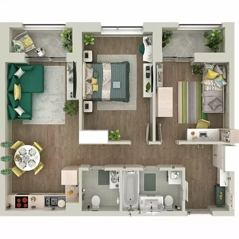 2-комнатная квартира: Тюмень, улица Николая Глебова, 10 (67.6 м) - Фото 1