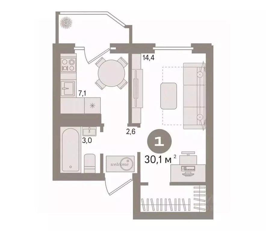 1-к кв. Тюменская область, Тюмень Антипино мкр, ул. Беловежская, 23 ... - Фото 2