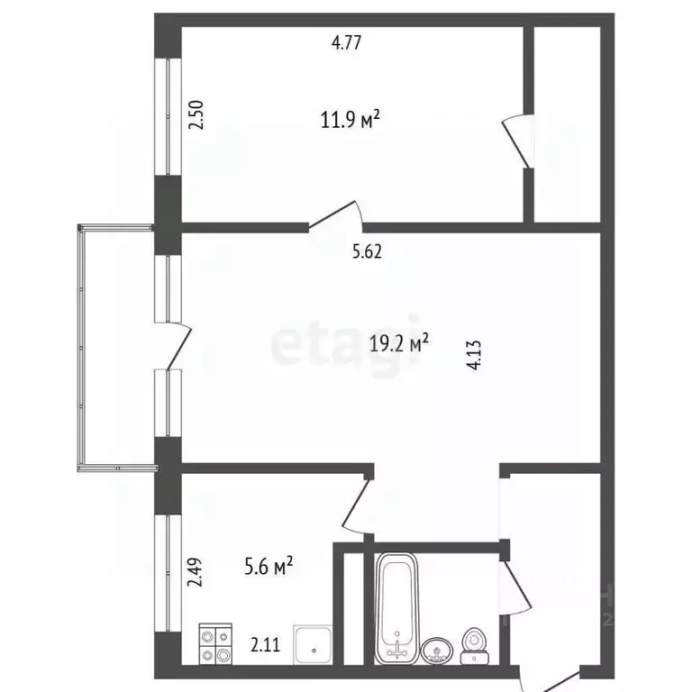 2-к кв. Архангельская область, Архангельск наб. Северной Двины, 12к1 ... - Фото 2