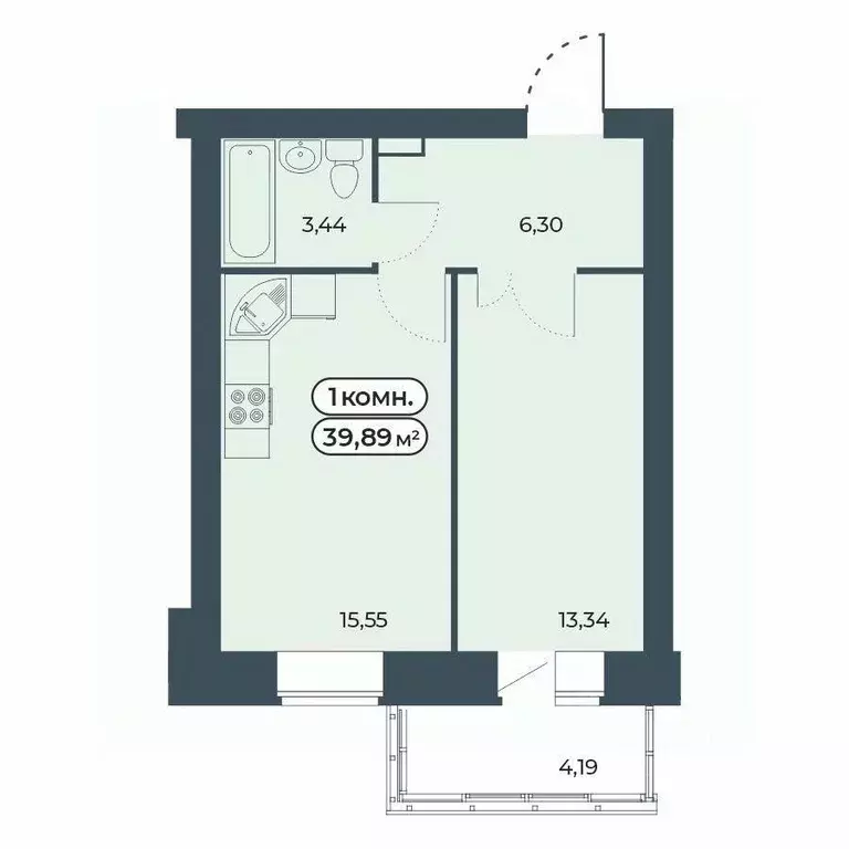 1-к кв. Красноярский край, Красноярск ул. Светлова, 25/1 (39.89 м) - Фото 1