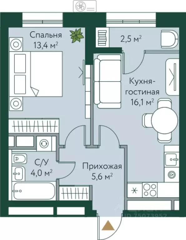 1-к кв. Волгоградская область, Волгоград Новосибирская ул., 74 (41.6 ... - Фото 1
