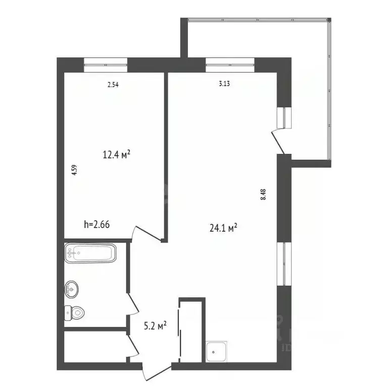 2-к кв. Красноярский край, Красноярск ул. Баумана, 25 (50.0 м) - Фото 1