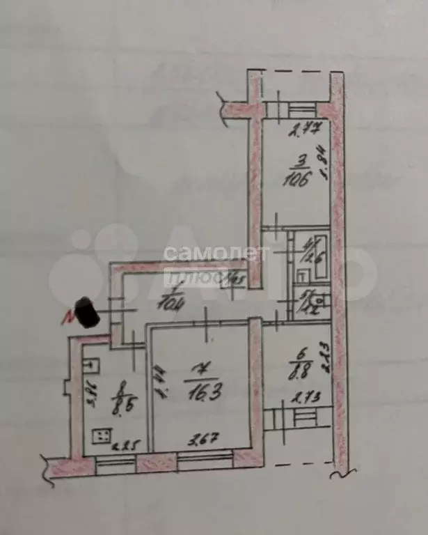3-к. квартира, 58,9 м, 2/9 эт. - Фото 0
