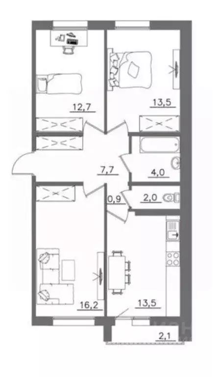 Свободной планировки кв. Иркутская область, Иркутск Гусарская тер., 7 ... - Фото 1