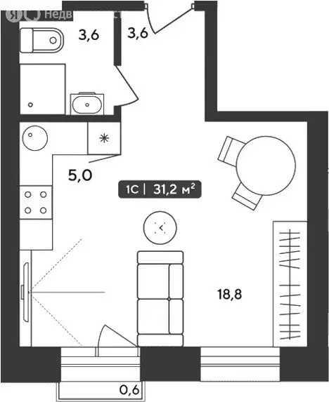 Квартира-студия: Октябрьский, жилой комплекс Альпийский квартал, 22 ... - Фото 1