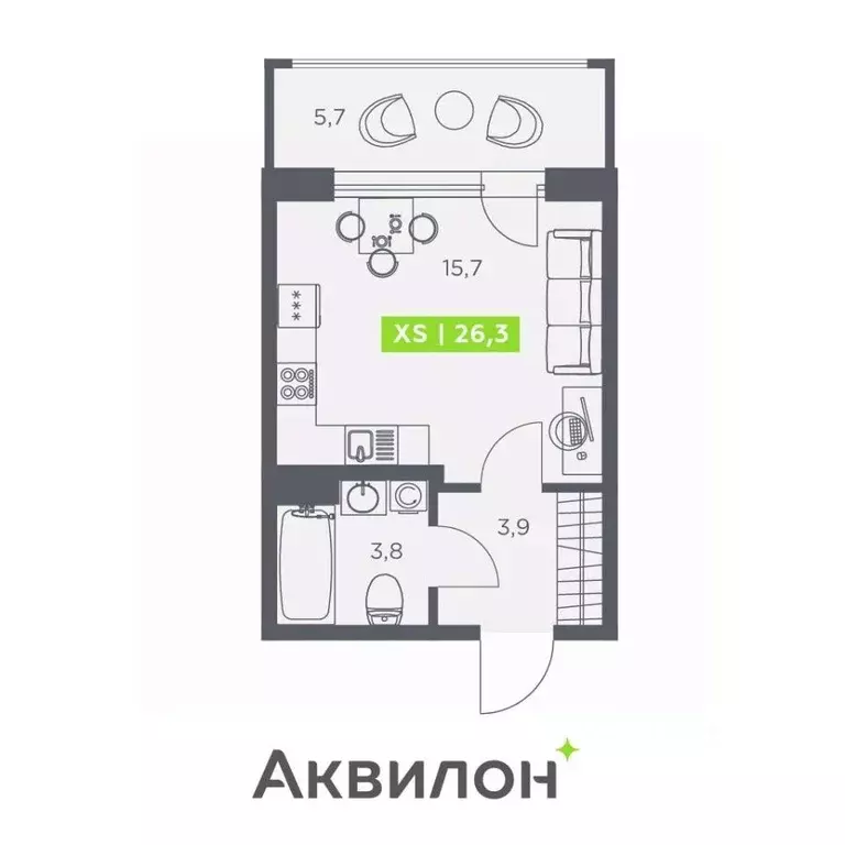 Студия Санкт-Петербург бул. Головнина, 4 (26.3 м) - Фото 1