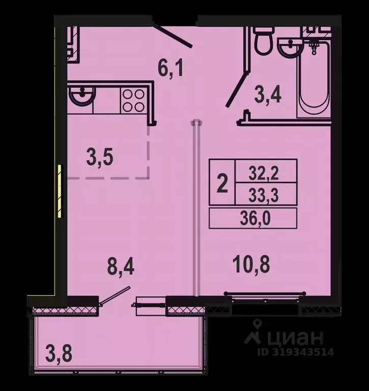 1-к кв. Иркутская область, Иркутск Ново-Ленино мкр, Территория 1-й ... - Фото 1