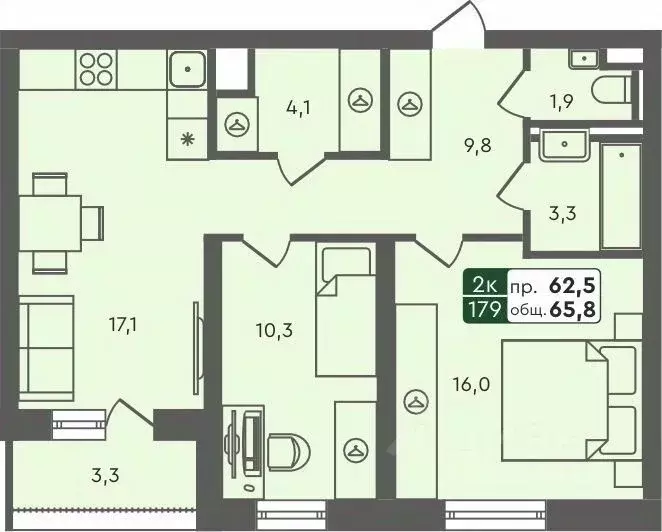 2-к кв. Курганская область, Курган Заозерный жилрайон, 6А мкр, 25/4 ... - Фото 0