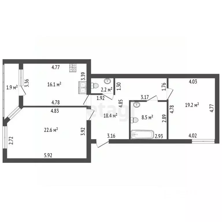 2-к кв. Санкт-Петербург ул. Композиторов, 10 (87.0 м) - Фото 2