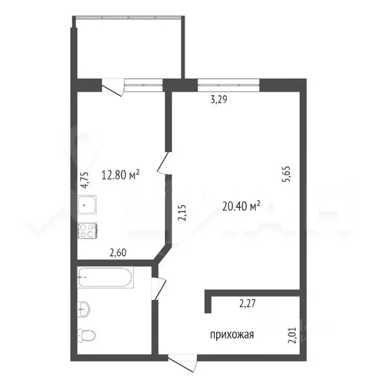 1-к кв. Омская область, Омск ул. 6-я Линия, 97 (46.2 м) - Фото 1