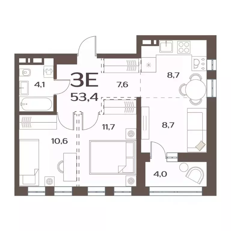 2-к кв. Приморский край, Владивосток ул. Коммунаров, 15к1 (51.5 м) - Фото 1