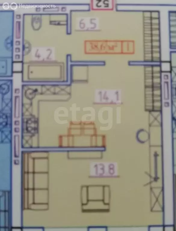 1-комнатная квартира: Владикавказ, проспект Героев Отечества, 7 (38.6 ... - Фото 2