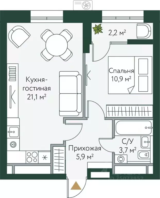 1-к кв. Волгоградская область, Волгоград Новосибирская ул., 74 (43.8 ... - Фото 0