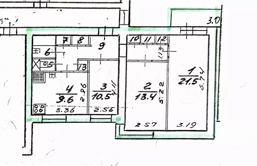3-к. квартира, 69 м, 6/9 эт. - Фото 0