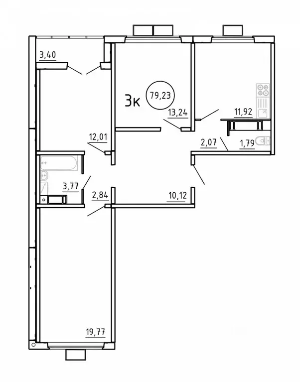 3-к кв. Челябинская область, Челябинск Трактовая ул., 30/2 (79.23 м) - Фото 0