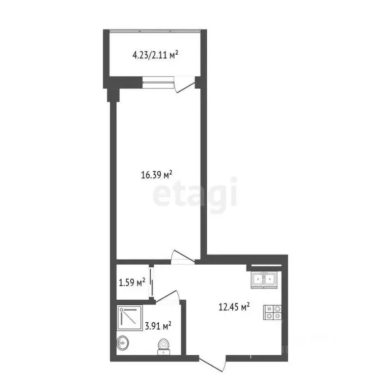 1-к кв. Ростовская область, Ростов-на-Дону Ворошиловский просп., 82/4 ... - Фото 2