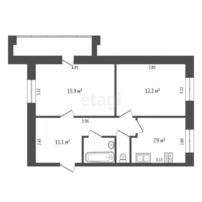 2-к кв. Крым, Симферополь ул. Маршала Жукова (52.7 м) - Фото 2