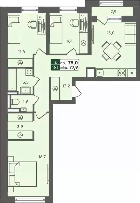 3-к кв. Курганская область, Курган Заозерный жилрайон, 6А мкр, 25/4 ... - Фото 0