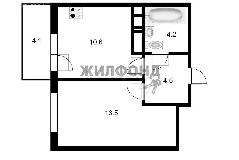 1-комнатная квартира: Краснодар, Конгрессная улица, 41к1 (32.6 м) - Фото 0