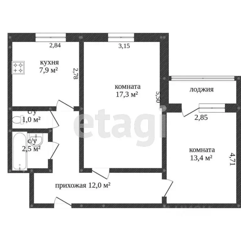 2-к кв. Ямало-Ненецкий АО, Новый Уренгой Дружба мкр, 1/5 (53.5 м) - Фото 2