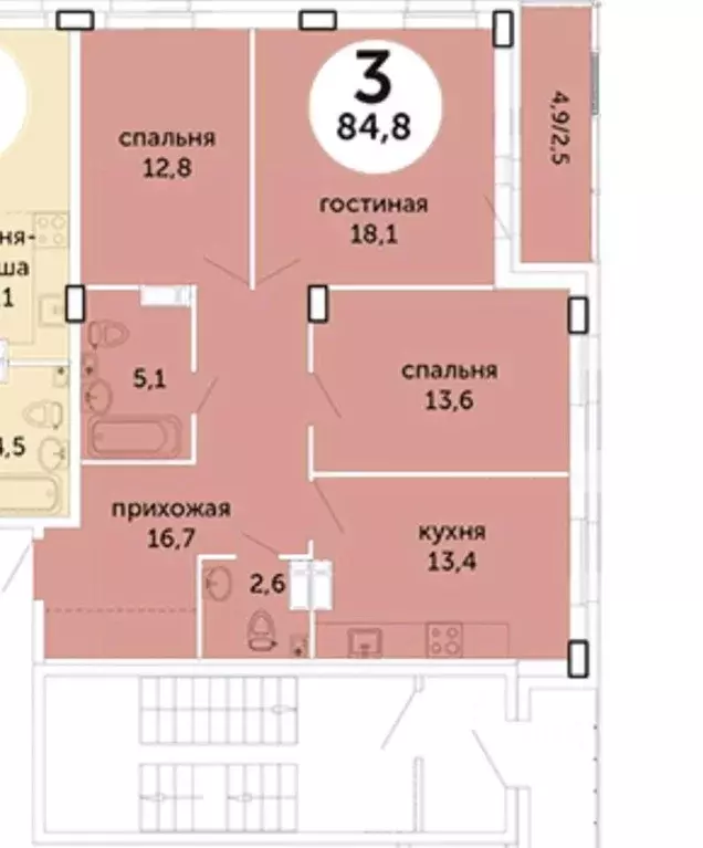 3-к кв. Пермский край, Пермь ул. Революции, 52В (82.0 м) - Фото 1