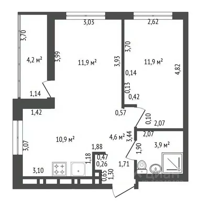 2-к кв. Башкортостан, Уфа ул. Евгения Столярова, 16 (45.0 м) - Фото 2