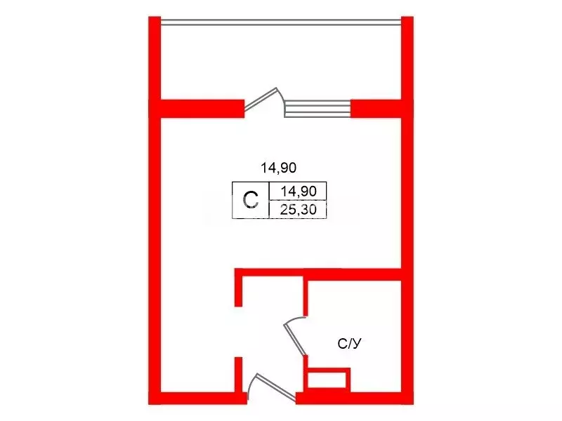Квартира-студия: Бугры, Гаражный проезд, 23к2 (25.3 м) - Фото 1