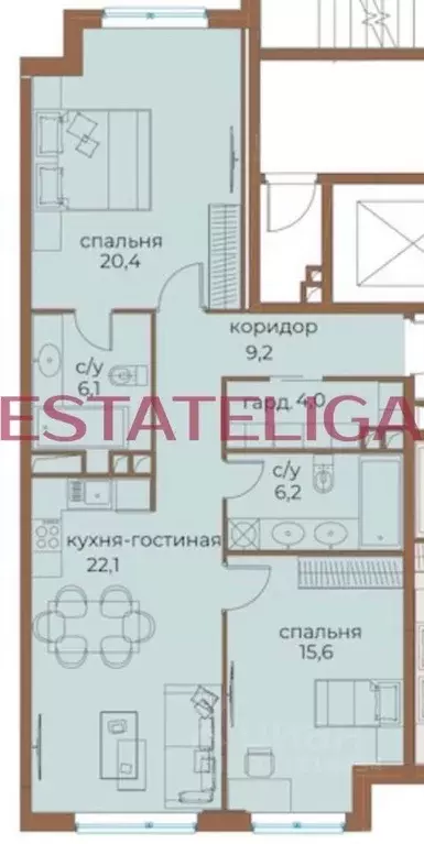 2-к кв. Москва ул. Нижние Мневники, 16к4 (83.6 м) - Фото 2