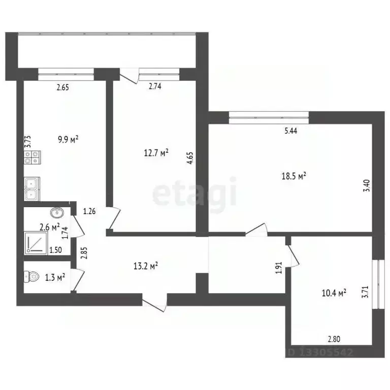 3-к кв. Кемеровская область, Кемерово Ноградская ул., 17 (68.6 м) - Фото 1