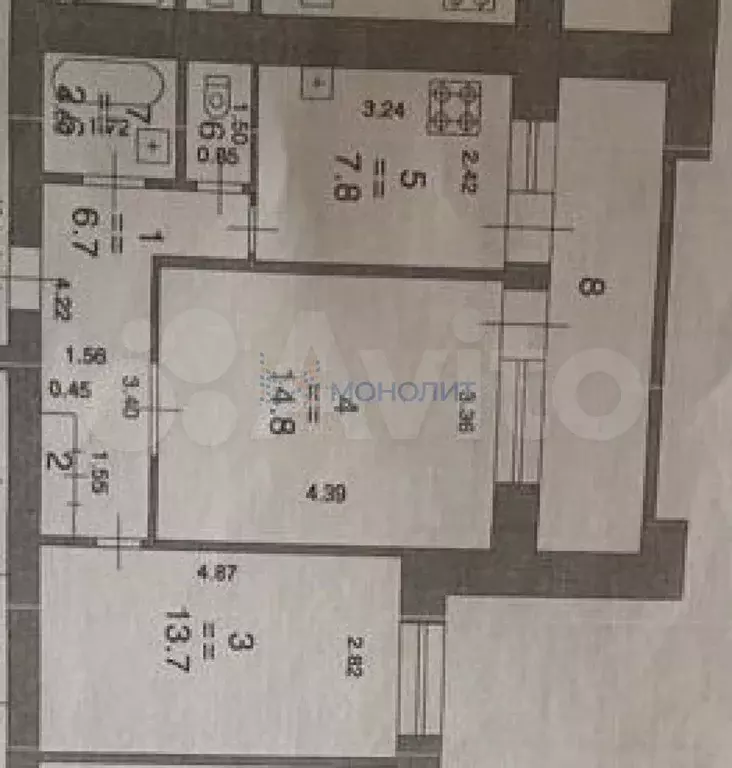 2-к. квартира, 47,6 м, 7/9 эт. - Фото 0