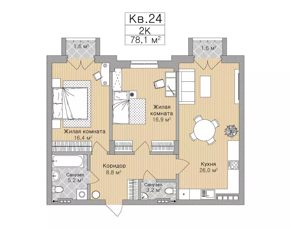 2-комнатная квартира: Рязань, улица Горького, 62 (78.1 м) - Фото 0