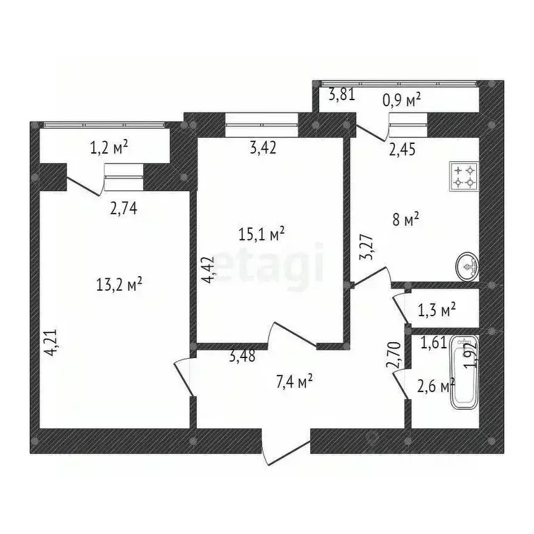 2-к кв. Башкортостан, Уфа ул. Коммунаров, 66 (47.6 м) - Фото 1