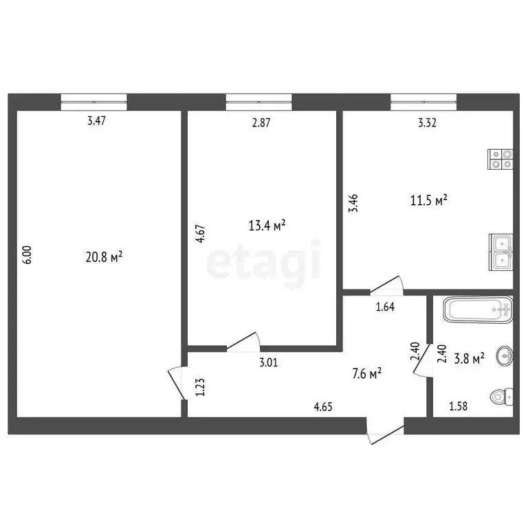 2-комнатная квартира: Якутск, Загородный квартал, улица ... - Фото 1