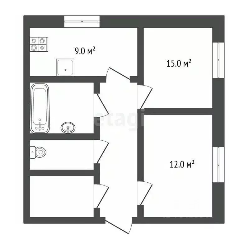 2-к кв. Адыгея, Майкоп Краснооктябрьская ул., 63 (50.4 м) - Фото 2