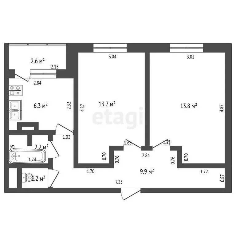 2-комнатная квартира: Стерлитамак, микрорайон Северный, улица ... - Фото 1