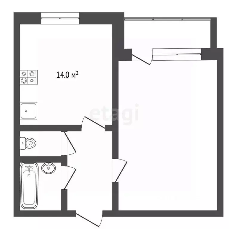 1-к кв. Тюменская область, Тюмень ул. 50 лет Октября, 74 (45.0 м) - Фото 1