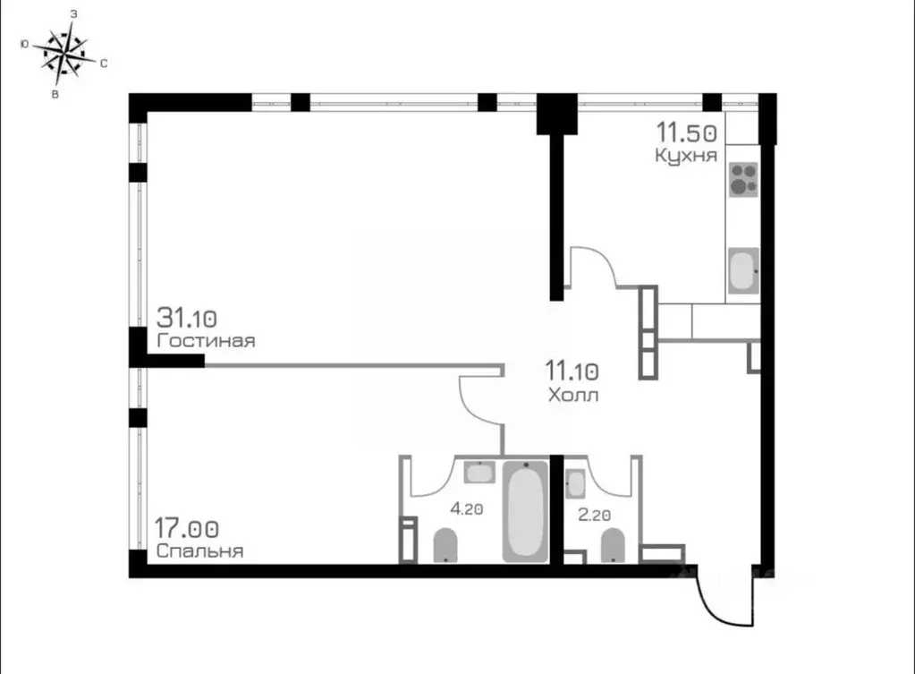 2-к кв. Москва Херсонская ул., 43к5 (77.5 м) - Фото 1