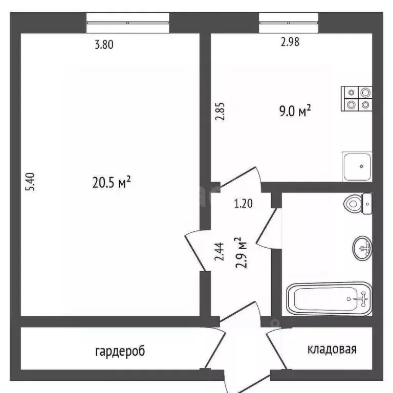 1-к кв. Тюменская область, Тюмень ул. Мельникайте, 57 (40.6 м) - Фото 1