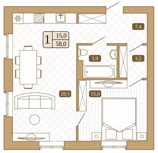 1-к кв. Московская область, Сергиев Посад ул. Троицкого Воинства (58.0 ... - Фото 0