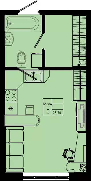 Квартира-студия: Коммунар, Железнодорожная улица, 41к3 (25.7 м) - Фото 1