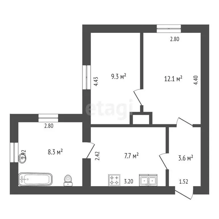 2-комнатная квартира: Малоярославец, улица Саввы Беляева, 15 (48 м) - Фото 0