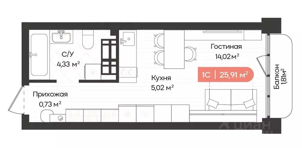 1-к кв. Новосибирская область, Новосибирск Баланс жилой квартал,  ... - Фото 0